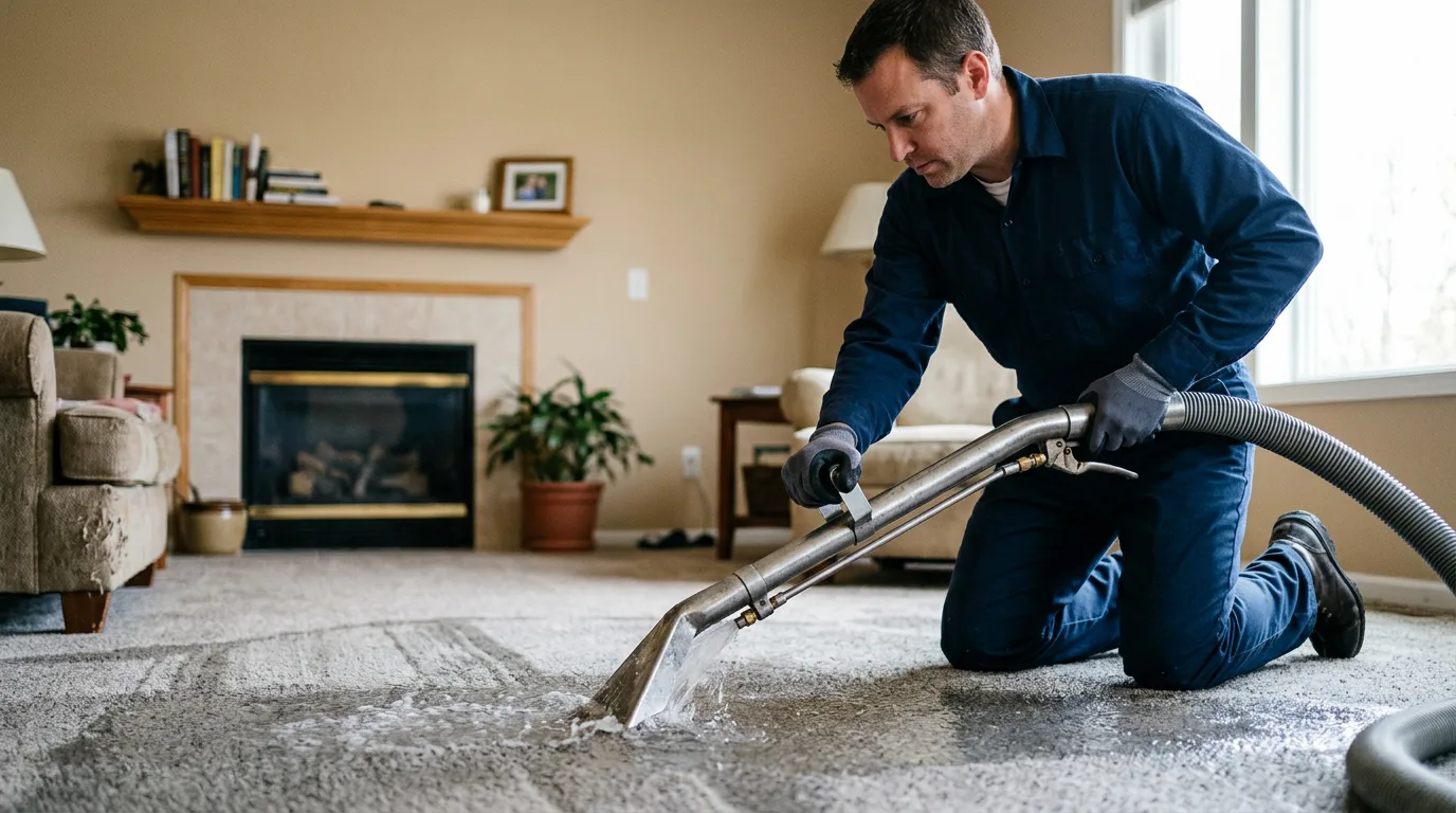 Water damage restoration technician working near Bronaugh, MO